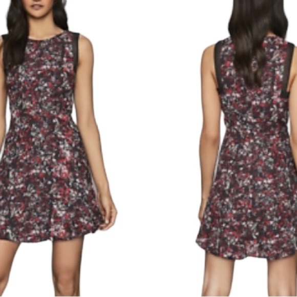 Reiss Louise Ditsy Floral Flared Woven Mini Dress Net Trim Multi Color.Sz 6. - Picture 12 of 12